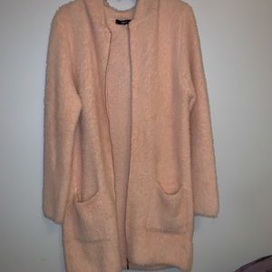 Long, blush pink coat